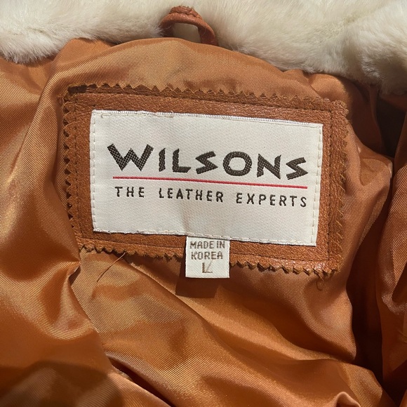 Rare Wilsons Leather Women's Tan Shearling Coat - Picture 3 of 8